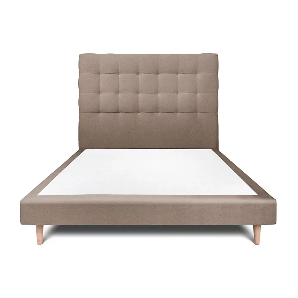 Sommeil De Plomb Lit avec tête de lit capitonnée velours et sommier - Lit en bois massif* Lit Simple