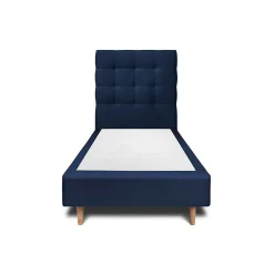 Lit avec tête de lit capitonnée velours et sommier - Lit en bois massif>Sommeil De Plomb Best