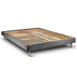 Sommeil De Plomb Lit avec tête de lit capitonnée tissu et sommier kit - Lit en bois massif* Lit Simple