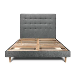 Sommeil De Plomb Lit avec tête de lit capitonnée tissu et sommier kit - Lit en bois massif* Lit Simple