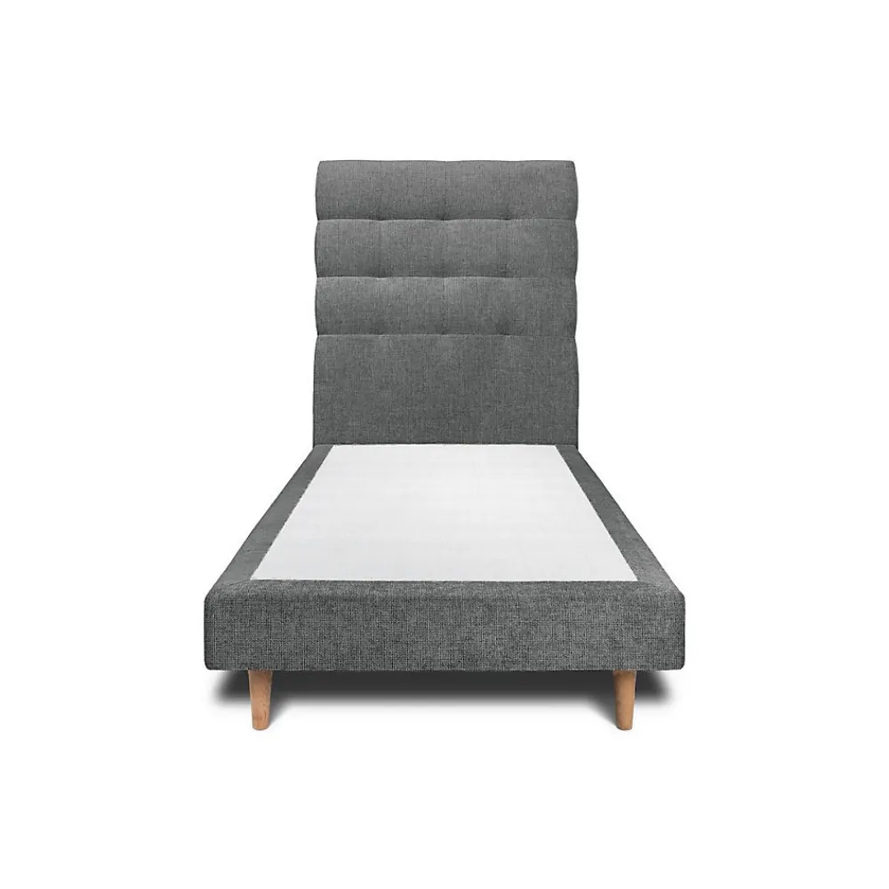 Lit avec tête de lit capitonnée tissu et sommier tapissier - Lit en bois massif>Sommeil De Plomb Online