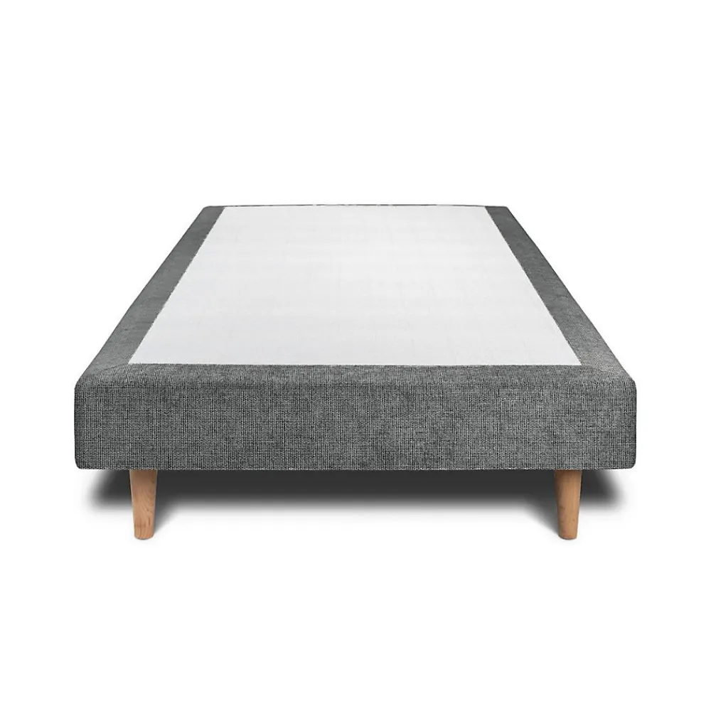 Lit avec tête de lit capitonnée tissu et sommier tapissier - Lit en bois massif>Sommeil De Plomb Online