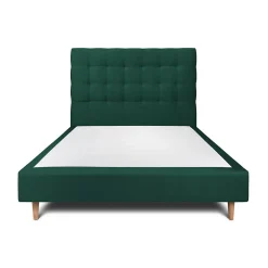 Lit avec tête de lit capitonnée velours et sommier - Lit en bois massif>Sommeil De Plomb Clearance