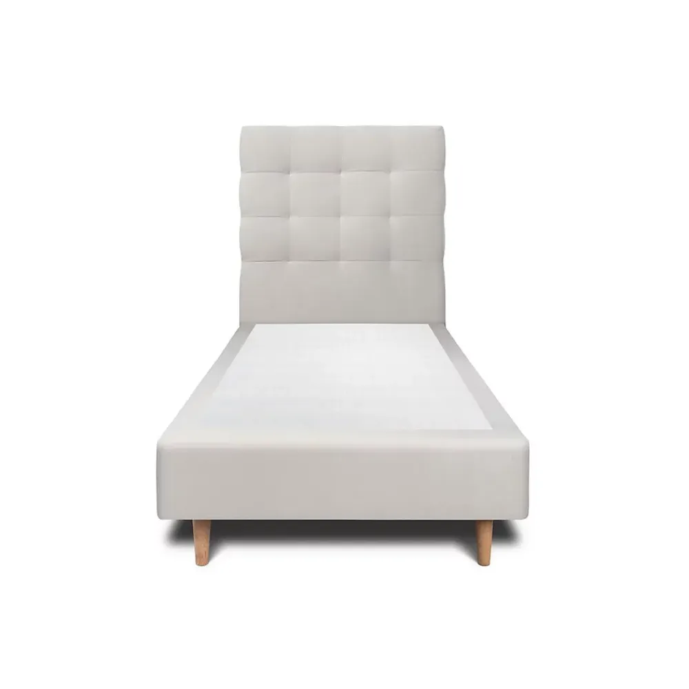 Sommeil De Plomb Lit avec tête de lit capitonnée velours et sommier - Lit en bois massif* Lit Simple