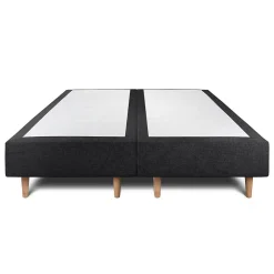 Lit avec tête de lit capitonnée tissu et sommier tapissier - Lit en bois massif><noscript><img width=