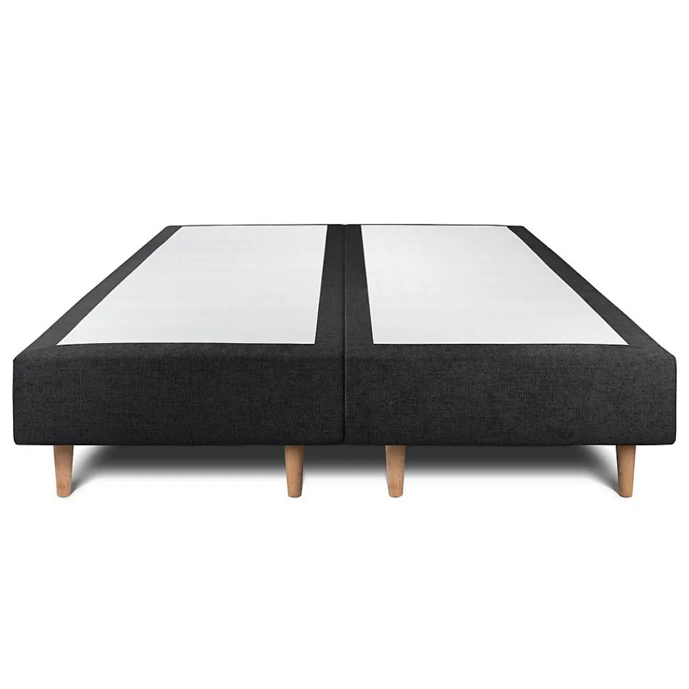 Lit avec tête de lit capitonnée tissu et sommier tapissier - Lit en bois massif>Sommeil De Plomb Clearance