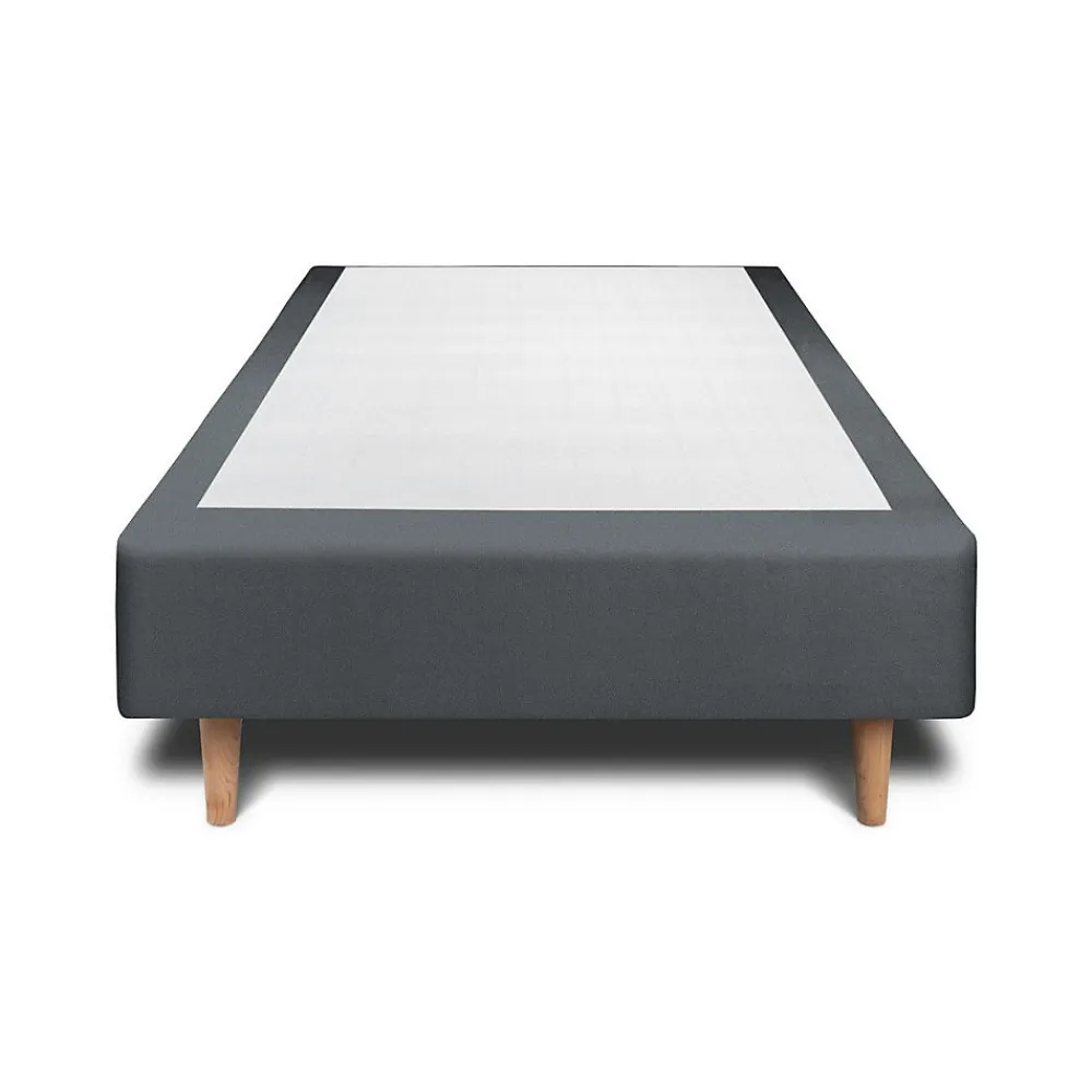Lit avec tête de lit capitonnée velours et sommier - Lit en bois massif>Sommeil De Plomb Sale