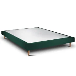 Sommeil De Plomb Lit avec tête de lit capitonnée velours et sommier - Lit en bois massif* Lit Double