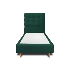 Lit avec tête de lit capitonnée velours et sommier - Lit en bois massif>Sommeil De Plomb Hot
