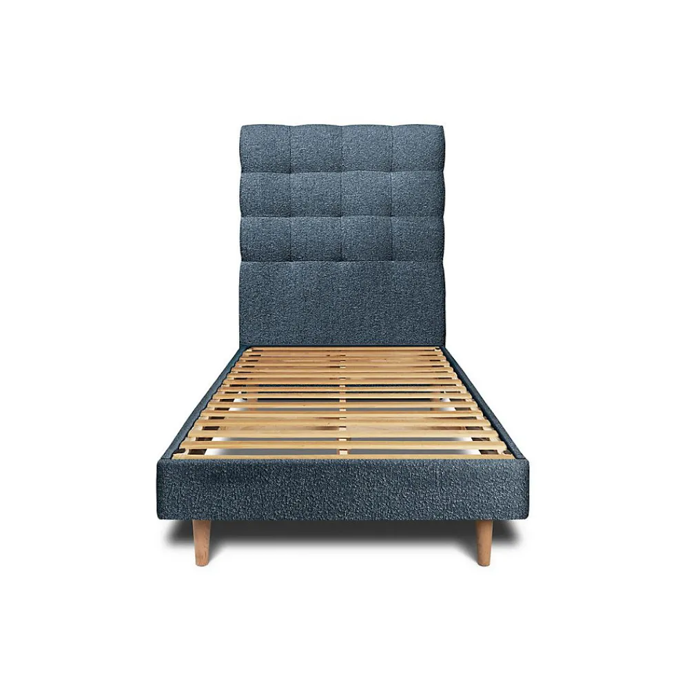 Lit avec tête de lit capitonnée et sommier kit - Lit en bois massif>Sommeil De Plomb Best