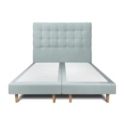 Sommeil De Plomb Lit avec tête de lit capitonnée velours et sommier - Lit en bois massif* Lit Double