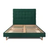 Lit avec tête de lit capitonnée velours et sommier kit - Lit en bois massif>Sommeil De Plomb