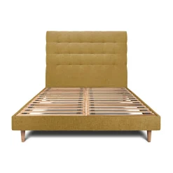 Lit avec tête de lit capitonnée tissu et sommier kit - Lit en bois massif>Sommeil De Plomb