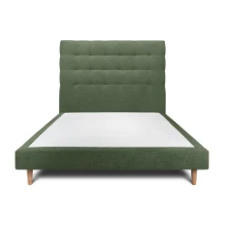 Lit avec tête de lit capitonnée tissu et sommier tapissier - Lit en bois massif>Sommeil De Plomb Best