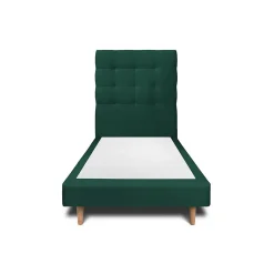 Lit avec tête de lit capitonnée velours et sommier - Lit en bois massif>Sommeil De Plomb Hot