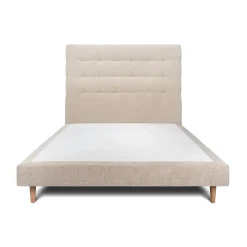 Sommeil De Plomb Lit avec tête de lit capitonnée tissu et sommier tapissier - Lit en bois massif* Lit Simple