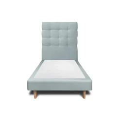 Sommeil De Plomb Lit avec tête de lit capitonnée velours et sommier - Lit en bois massif* Lit Simple