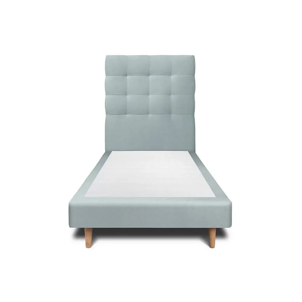 Sommeil De Plomb Lit avec tête de lit capitonnée velours et sommier - Lit en bois massif* Lit Simple