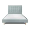 Lit avec tête de lit capitonnée velours et sommier - Lit en bois massif>Sommeil De Plomb Discount