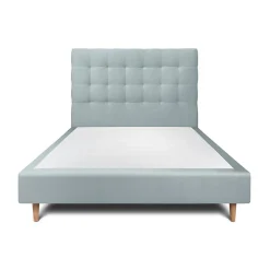 Lit avec tête de lit capitonnée velours et sommier - Lit en bois massif>Sommeil De Plomb Discount