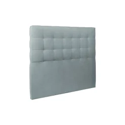 Lit avec tête de lit capitonnée velours et sommier - Lit en bois massif><noscript><img width=