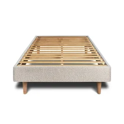 Lit avec tête de lit lignes bouclette et sommier kit - Lit en bois massif><noscript><img width=