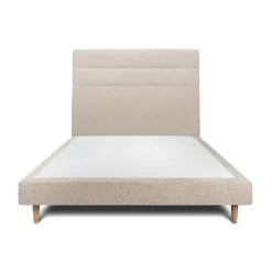 Lit avec tête de lit lignes tissu et sommier tapissier - Lit en bois massif>Sommeil De Plomb New