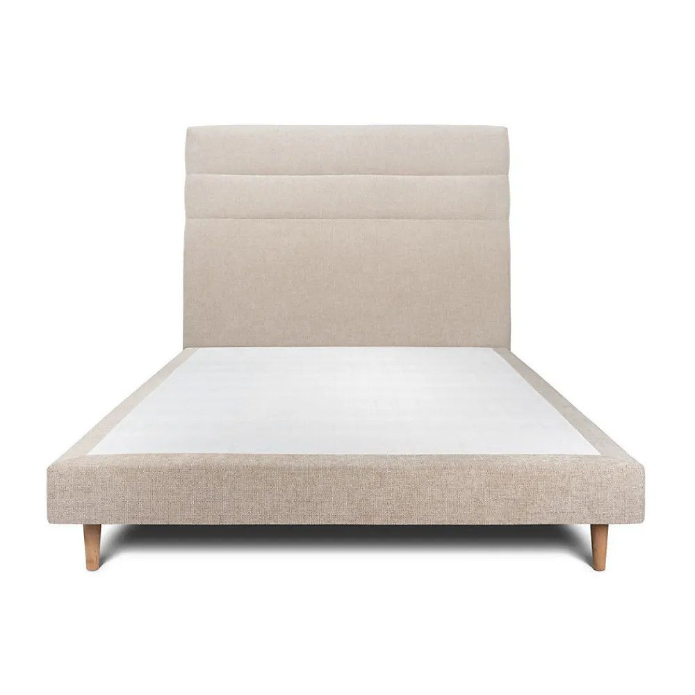 Lit avec tête de lit lignes tissu et sommier tapissier - Lit en bois massif>Sommeil De Plomb New
