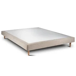 Lit avec tête de lit lignes tissu et sommier tapissier - Lit en bois massif><noscript><img width=