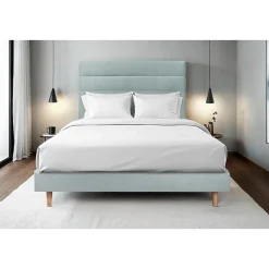Sommeil De Plomb Lit avec tête de lit lignes velours et sommier kit - Lit en bois massif* Lit Simple
