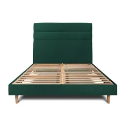 Sommeil De Plomb Lit avec tête de lit lignes velours et sommier kit - Lit en bois massif* Lit Double