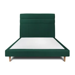 Lit avec tête de lit lignes velours et sommier tapissier - Lit en bois massif>Sommeil De Plomb New