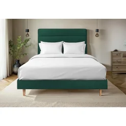 Lit avec tête de lit lignes velours et sommier tapissier - Lit en bois massif>Sommeil De Plomb New