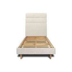 Sommeil De Plomb Lit avec tête de lit lignes tissu et sommier kit - Lit en bois massif* Lit Simple