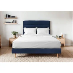 Sommeil De Plomb Lit avec tête de lit lignes velours et sommier kit - Lit en bois massif* Lit Simple