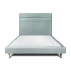 Lit avec tête de lit lignes velours et sommier tapissier - Lit en bois massif>Sommeil De Plomb New