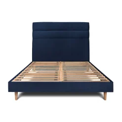 Sommeil De Plomb Lit avec tête de lit lignes velours et sommier kit - Lit en bois massif* Lit Double