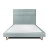 Lit avec tête de lit lignes velours et sommier tapissier - Lit en bois massif>Sommeil De Plomb Sale
