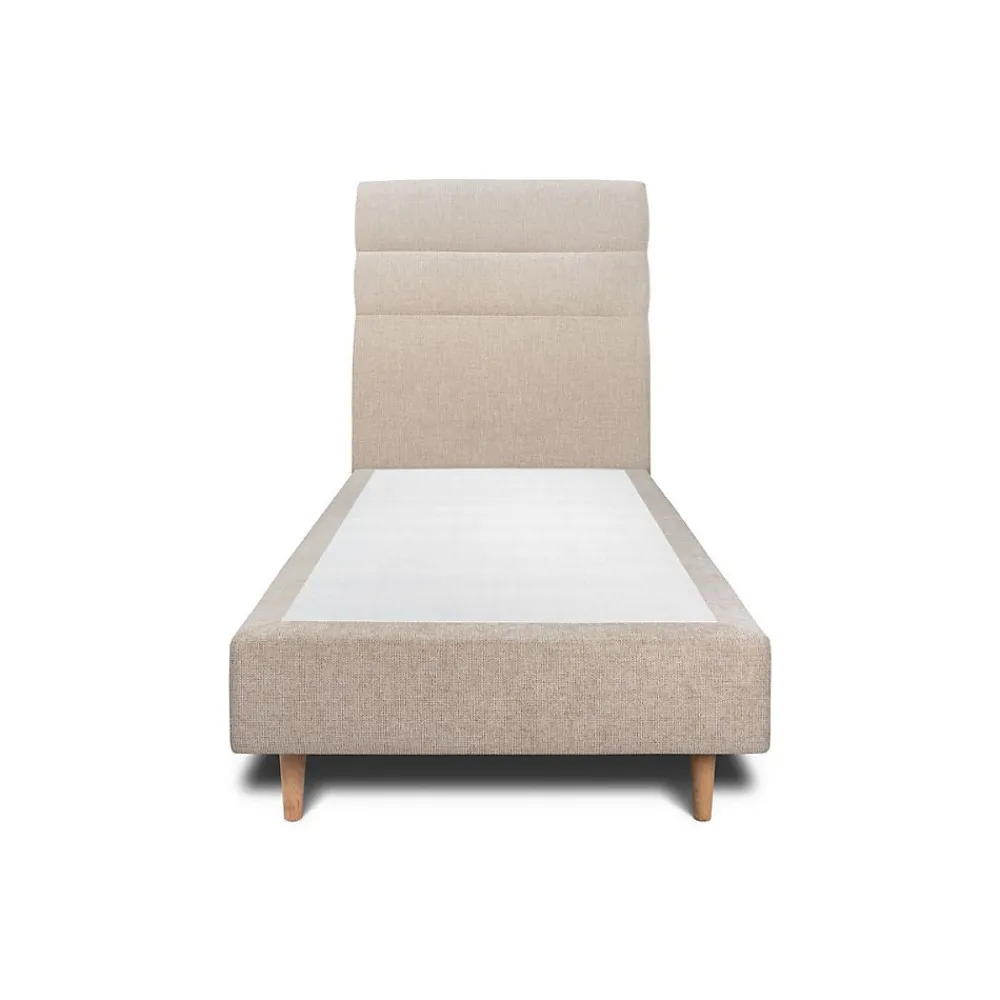 Lit avec tête de lit lignes tissu et sommier tapissier - Lit en bois massif>Sommeil De Plomb Best