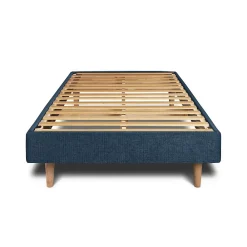 Sommeil De Plomb Lit avec tête de lit lignes tissu et sommier kit - Lit en bois massif* Lit Simple