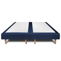 Sommeil De Plomb Lit avec tête de lit lignes velours et sommier tapissier - Lit en bois massif* Lit Double
