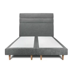 Lit avec tête de lit lignes tissu et sommier tapissier - Lit en bois massif>Sommeil De Plomb