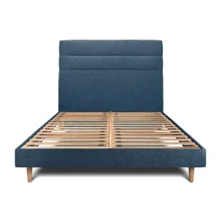Sommeil De Plomb Lit avec tête de lit lignes tissu et sommier kit - Lit en bois massif* Lit Simple