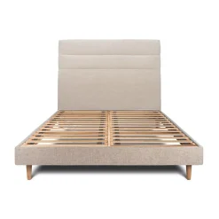 Sommeil De Plomb Lit avec tête de lit lignes tissu et sommier kit - Lit en bois massif* Lit Double