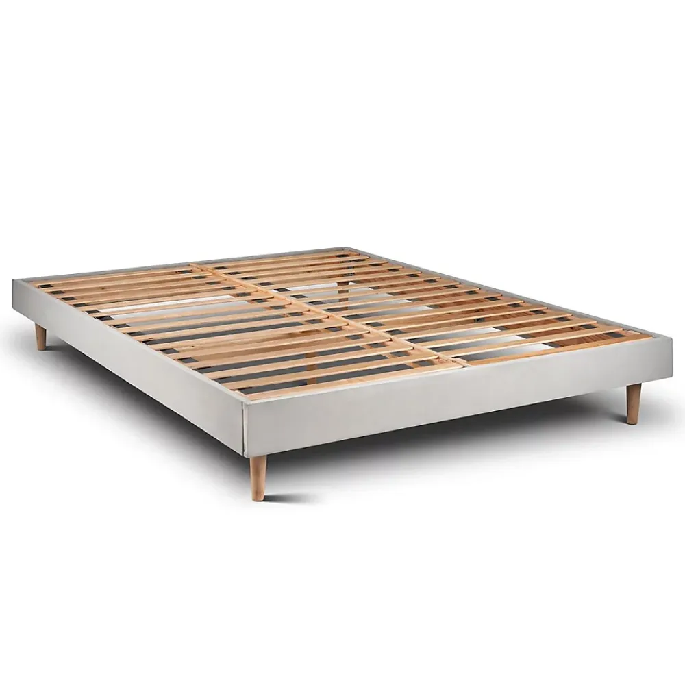 Sommeil De Plomb Lit avec tête de lit lignes velours et sommier kit - Lit en bois massif* Lit Double