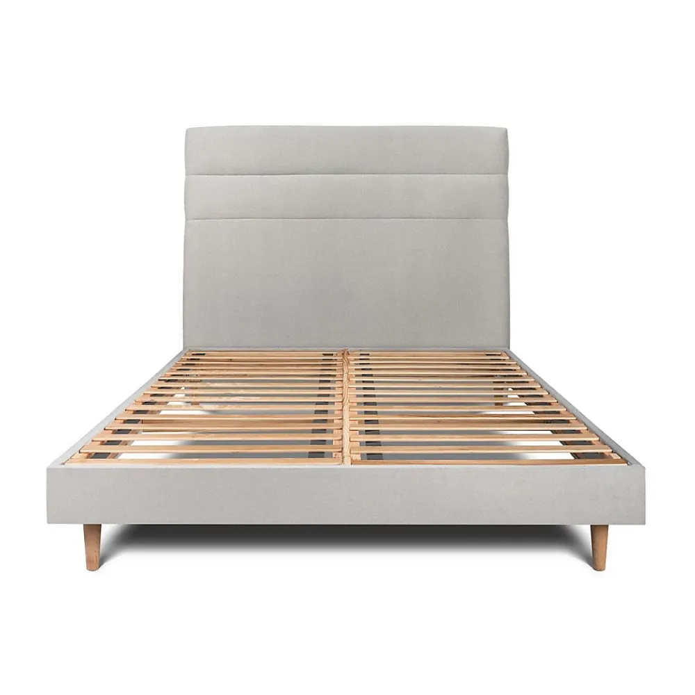 Sommeil De Plomb Lit avec tête de lit lignes velours et sommier kit - Lit en bois massif* Lit Double