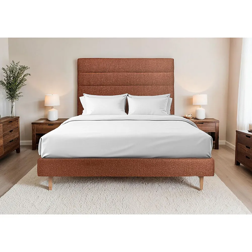 Sommeil De Plomb Lit avec tête de lit lignes bouclette et sommier tapissier - Lit en bois massif* Lit Simple