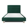 Lit avec tête de lit lignes velours et sommier tapissier - Lit en bois massif>Sommeil De Plomb Outlet