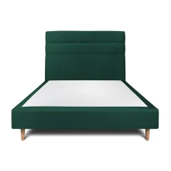 Lit avec tête de lit lignes velours et sommier tapissier - Lit en bois massif>Sommeil De Plomb Outlet