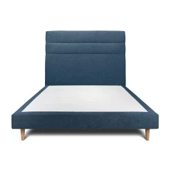 Lit avec tête de lit lignes tissu et sommier tapissier - Lit en bois massif>Sommeil De Plomb Outlet